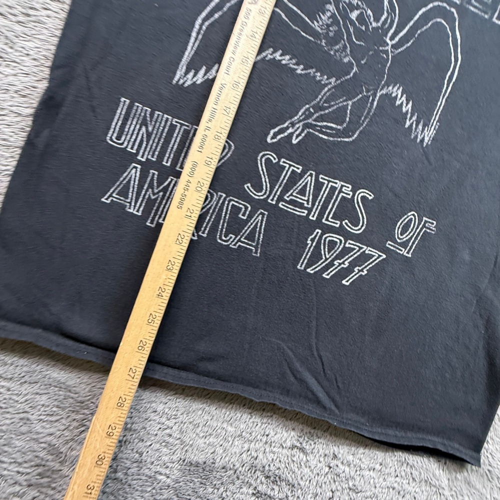 Retro Led Zeppelin Band Shirt Mens L Black 1977 US Tour Graphic Tee - Picture 4 of 4